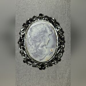 Silver and White Cameo Brooch